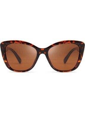 Women's Brown Polarized Vintage Sunglasses American Square Jackie O Cat Eye